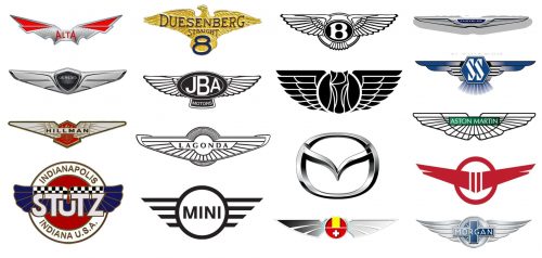 Asas em logotipos de carros